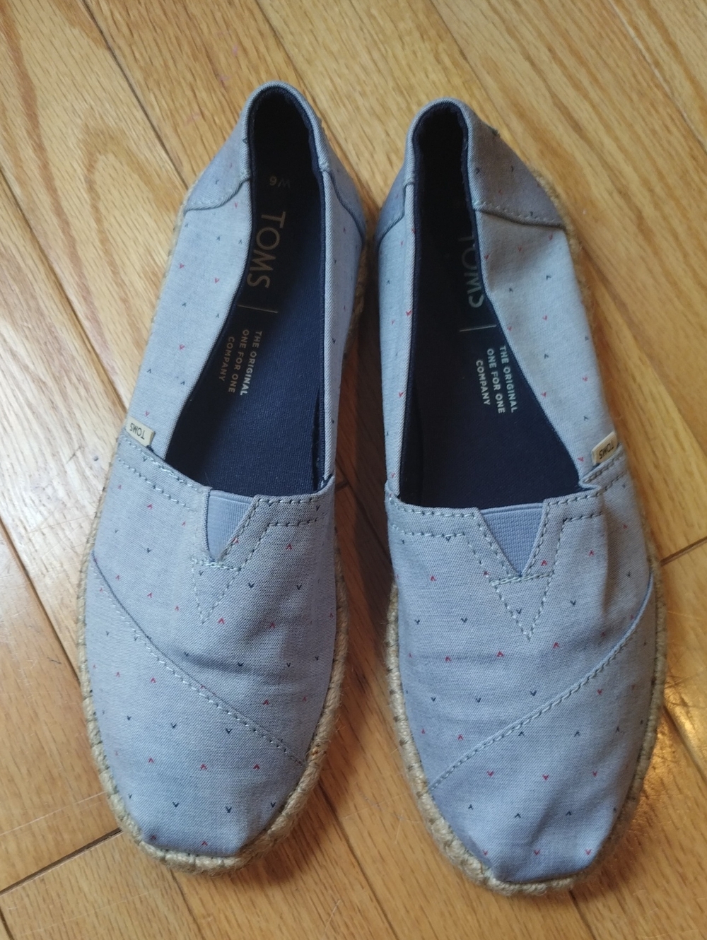 TOMS Light Blue Canvas Espadrilles with Tiny Red & Navy Detail